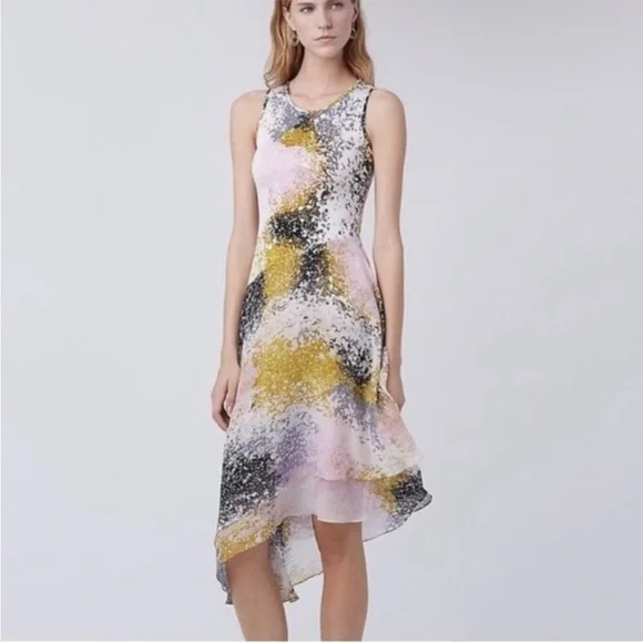 navy blue dress for baby girl Manal Asymmetrical Midi Dress by Diane von Furstenberg main image 1